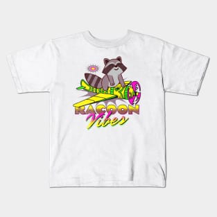 Funny Racoon Design For Kids Racoons Retro Airplane Vibes Kids T-Shirt